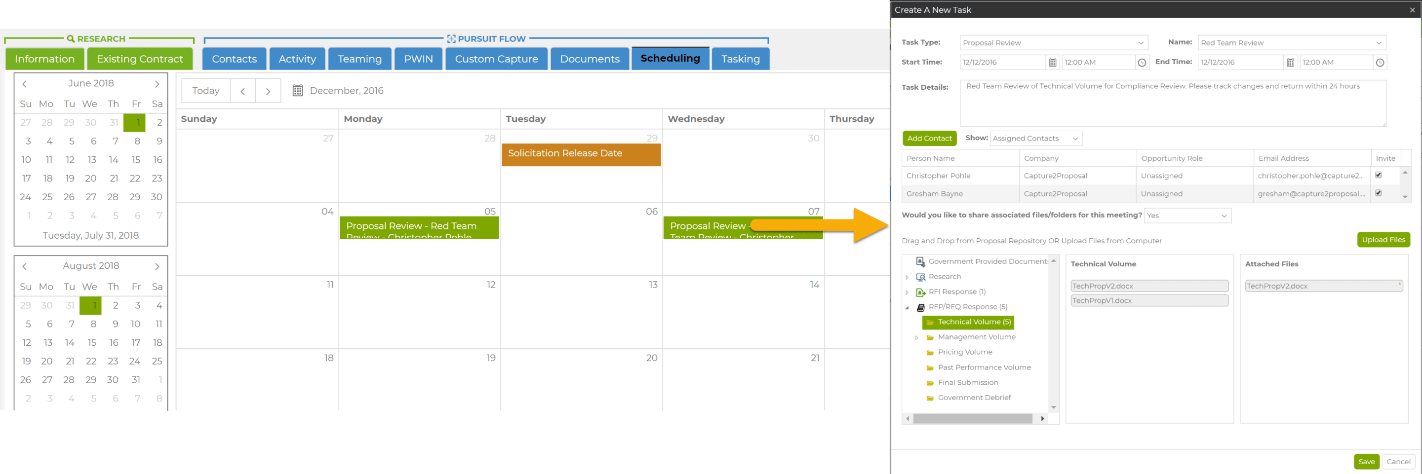 Creating a New Task in Capture2s Schedule Management Feature