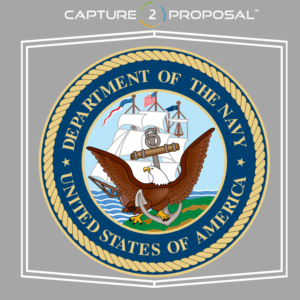 Logo of the Department of Navy with the Capture2Proposal Logo