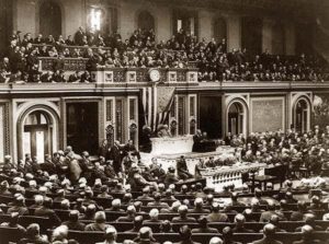 Woodrow Wilson addresses Congress on April 2 191