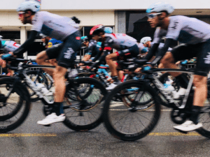 A fast-motion picture of bikes, representing the race for a competitive analysis