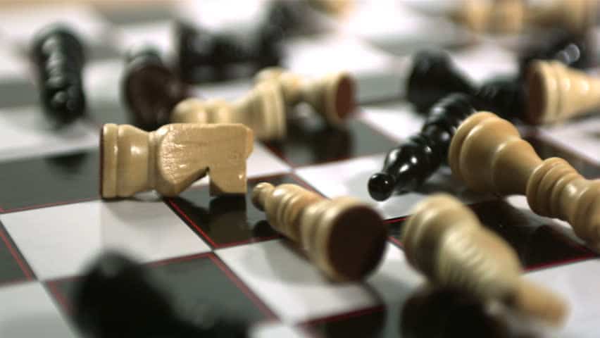 chess table with pieces