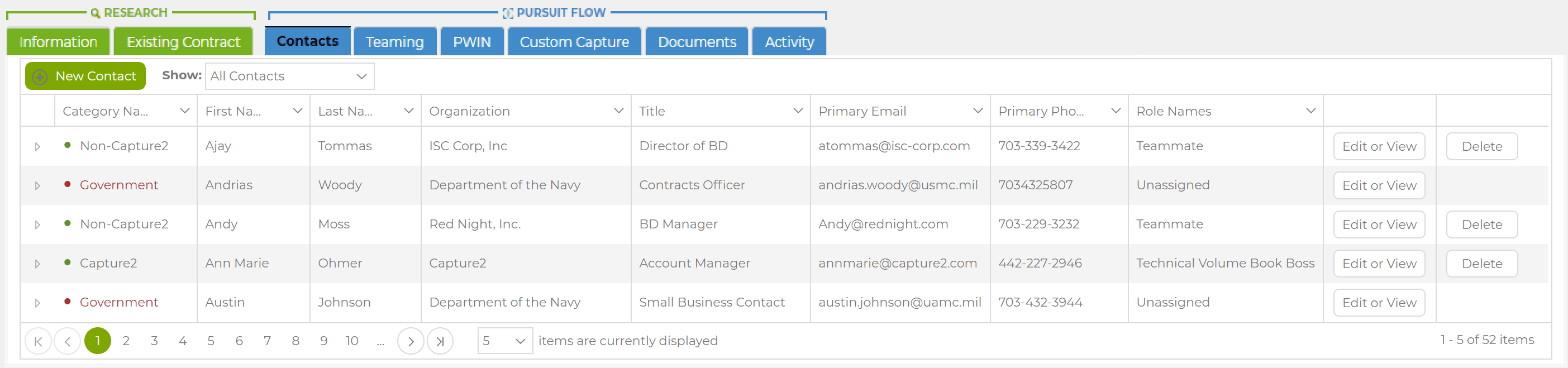 Example of Capture2Proposal's Comprehensive Contact Manager for Improved Business Communication